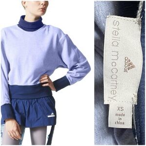 Stella McCartney x Adidas Cropped Two Tone Mock Neck Sweatshirt Purple / Navy